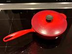 Le Creuset steelpan (21 cm, rood), Huis en Inrichting, Keuken | Potten en Pannen, Ophalen, Gebruikt, Gietijzer, Keramische plaat