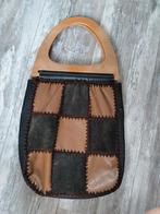 Vintage leren patchwork tas, Ophalen of Verzenden, Zo goed als nieuw, Bruin, Handtas