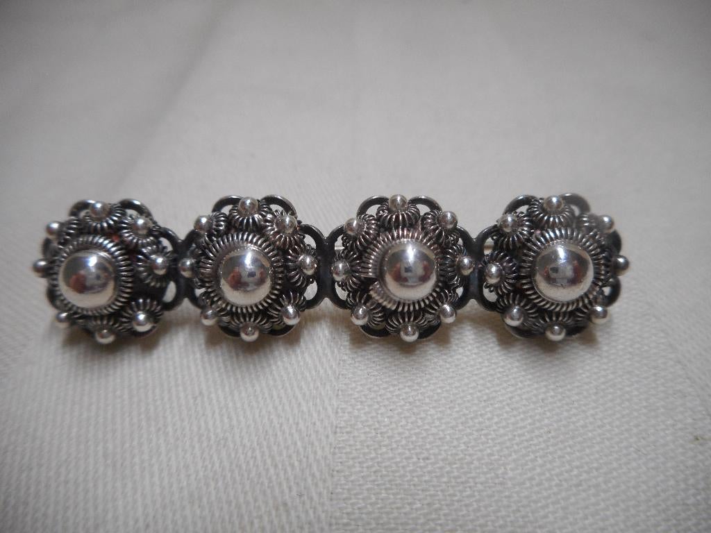 Zilveren Zeeuwse knoppen broche nr.335, Sieraden, Tassen en Uiterlijk, Antieke sieraden, Verzenden, Zilver, Broche