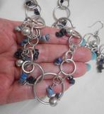 Zilveren set met stenen collier met oorbellen nr.634, Verzenden, Zo goed als nieuw, Zilver, Zilver