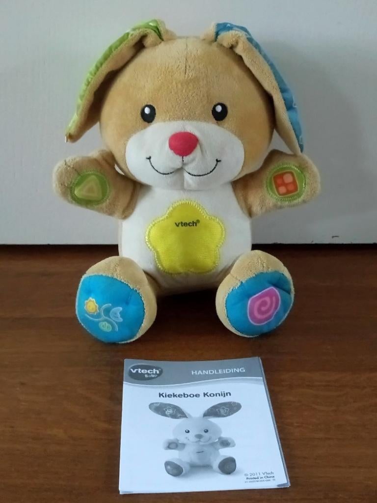 VTech Kiekeboe Konijn Knuffel met muziek spelletjes en leren, Ophalen of Verzenden, Zo goed als nieuw