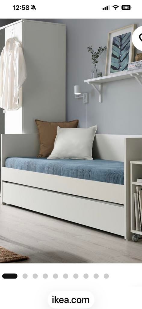 Te koop ikea bed met schuif voor 2e bed, 90 cm, Eenpersoons, Ophalen of Verzenden, Zo goed als nieuw