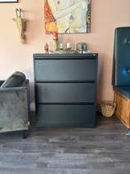Vintage metalen archiefkast , zwart, 3 laden, archiefmappen, Ophalen, Gebruikt, 100 tot 150 cm, 50 tot 100 cm