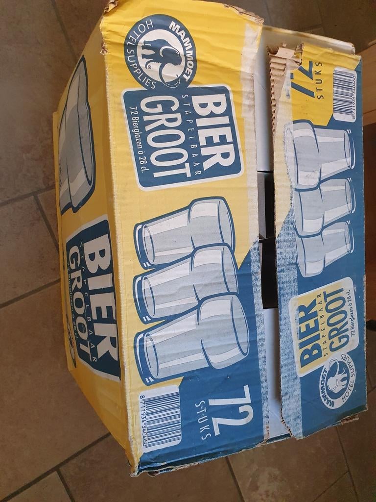 62 Grote Bierglazen - Stapelbaar, 28 cl, Huis en Inrichting, Ophalen, Overige merken, Glas, Overige typen