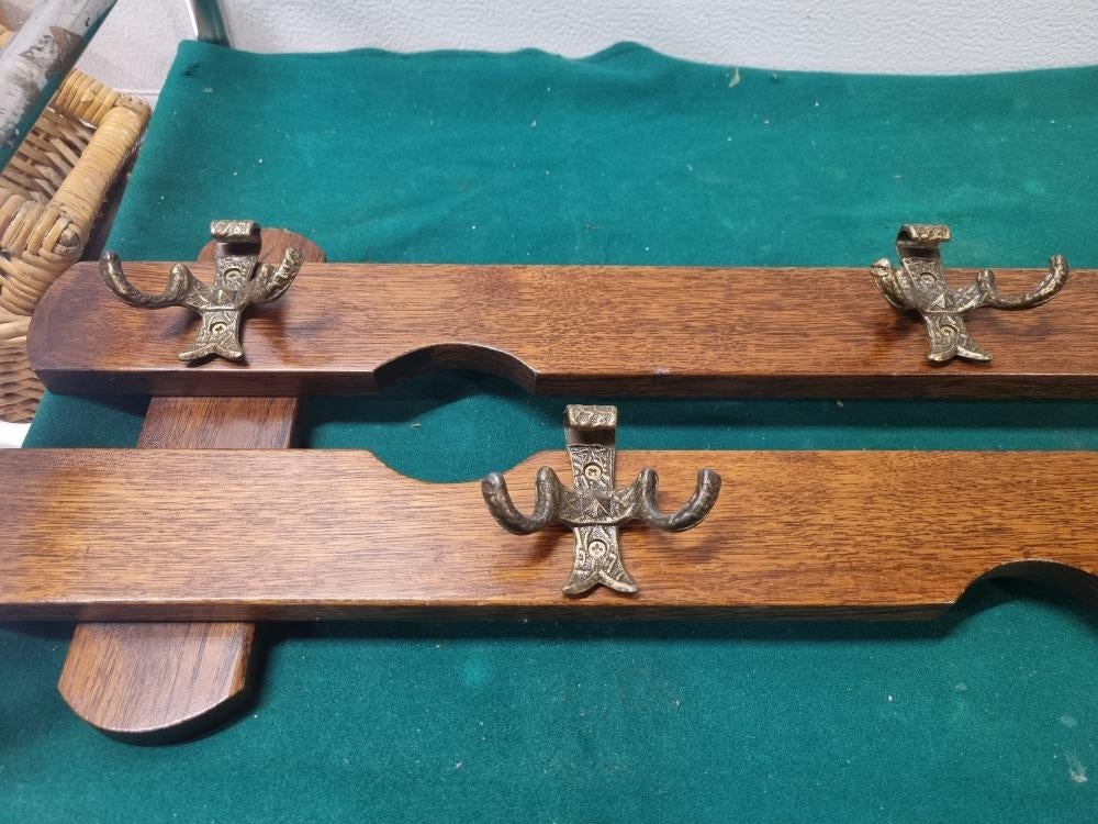 kapstok eikenhout met 5x dubbele haak messing, Ophalen of Verzenden, 'T Olde Gre-j, Info@toldegrej.nl, Endepoelstraat 20f Didam