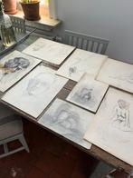 KUNST TEKENINGEN POTLOOD NAAKT PORTRET STILLEVEN VINTAGE, Ophalen of Verzenden
