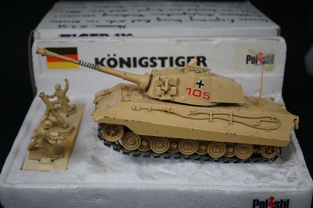 Polistil Duitse King Tiger tank - 1/50 - TOP vintage, Ophalen of Verzenden, Zo goed als nieuw, Overige typen, Overige merken