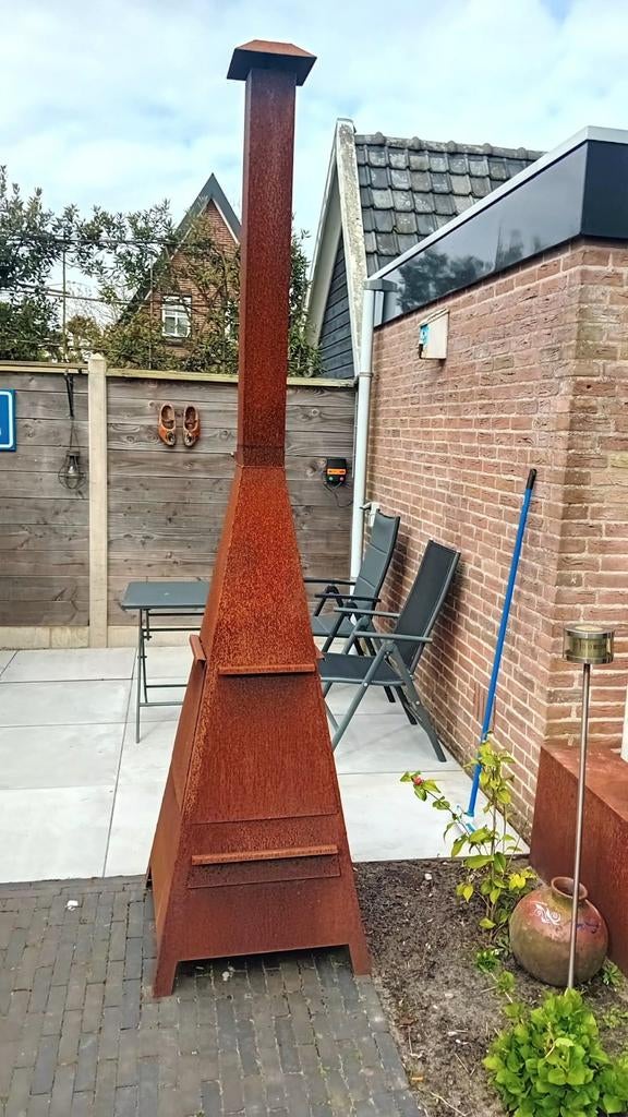 Robuuste Cortenstaal Tuinhaard - Sfeervol en Duurzaam, Ophalen of Verzenden, Gebruikt