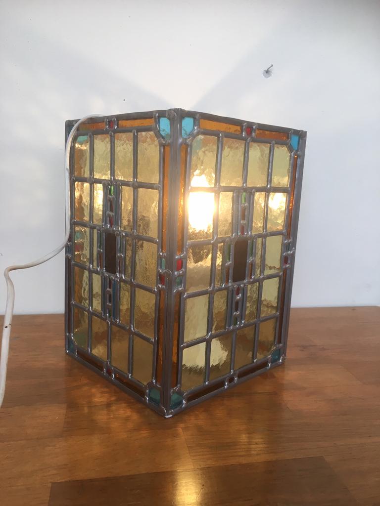 Glas in lood kaarsenhouder of lamp. Handgemaakt, Ophalen of Verzenden