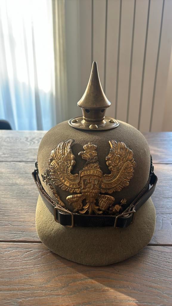 Pruissen Erzats Vilten Pickelhaube IR172 WW1, Verzamelen, Militaria | Algemeen, Landmacht, Helm of Baret, Duitsland, Ophalen of Verzenden