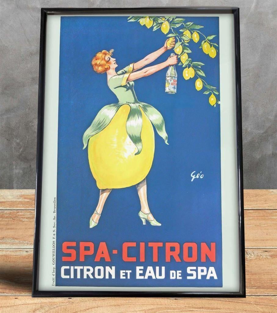 SPA Bronwater Citron Art Deco Reclame Print in lijst, Ophalen of Verzenden, Nieuw, A1 t/m A3, Film en Tv