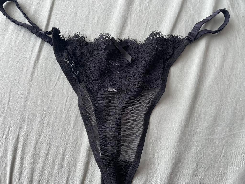 Kanten string xxl, Kleding | Dames, Ondergoed en Lingerie, Verzenden, Zwart, String