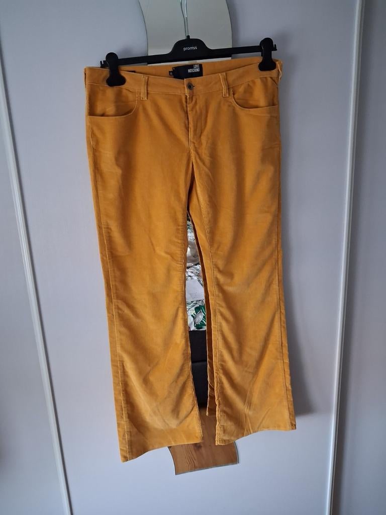 LOVE MOSCHINO GELE ZOMER RIB BROEK MAAT 31, Maat 52/54 (L), Geel, Zo goed als nieuw, Love Mosihino