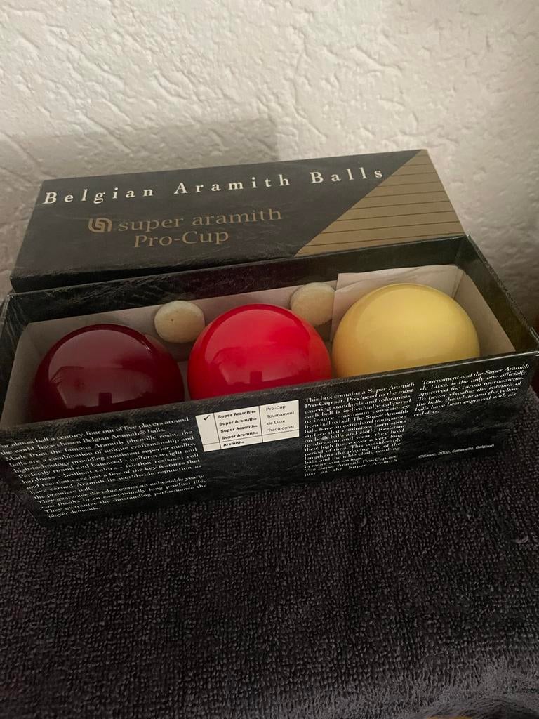 Belgian Aramith Super Pro-Cup biljartballen, Ophalen of Verzenden, Gebruikt, Keu of Ballen