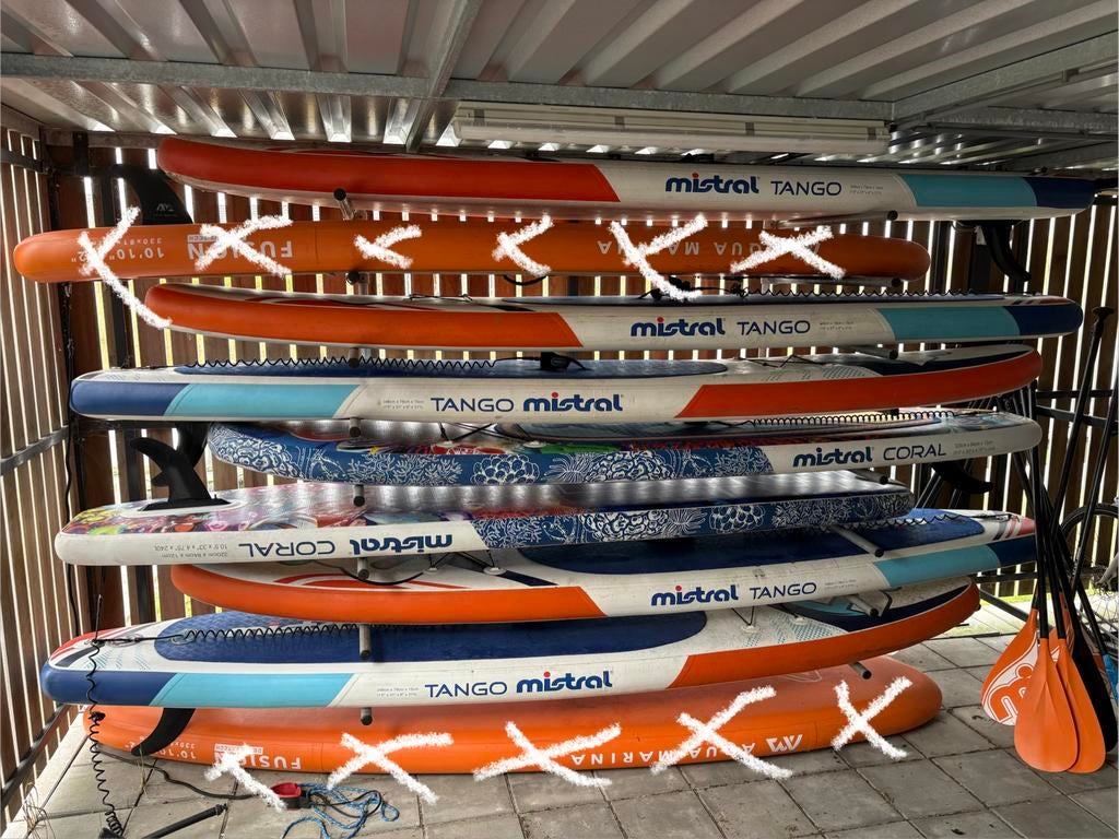 7 st. SUP planken Mistral met toebehoren, Ophalen, Gebruikt, SUP-boards
