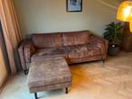 Bankstel met hocker bruin cognac suede, Ophalen, Zo goed als nieuw, Stof