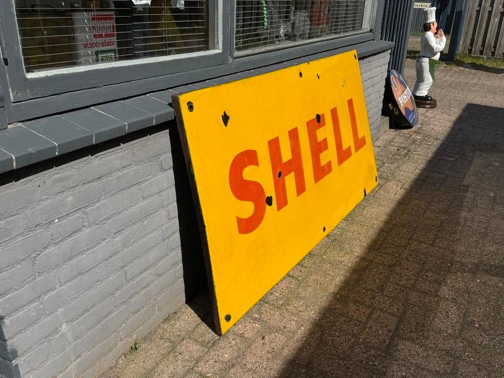 Groot Shell Emaille Reclamebord XL, Ophalen, Reclamebord, Gebruikt, .