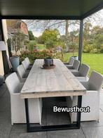 ACTIE!! Steigerhouten Tafel met Metaal onderstel., Tuin en Terras, Niet ingevuld, Eettafel, Nieuw, Ophalen of Verzenden