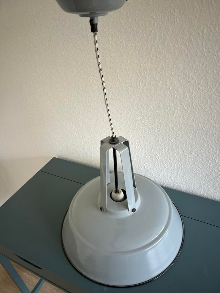 HK Living Industriële Hanglamp - Grijs, Ophalen, Zo goed als nieuw, Metaal, Minder dan 50 cm