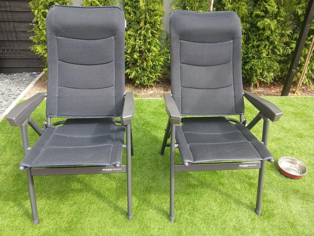 2 zeer nette verstelbare camper/camping stoelen, Ophalen of Verzenden, Zo goed als nieuw, Campingstoel