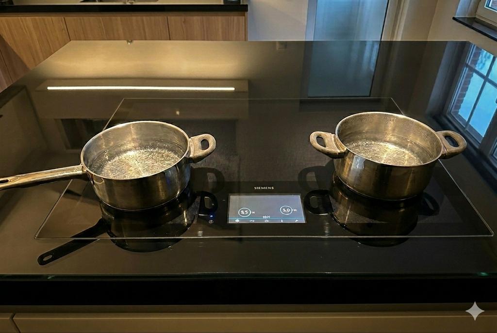 Luxe Siemens Full surface inductie kookplaat 80 cm ZGAN, Ophalen, 4 kookzones, Zo goed als nieuw, Inbouw