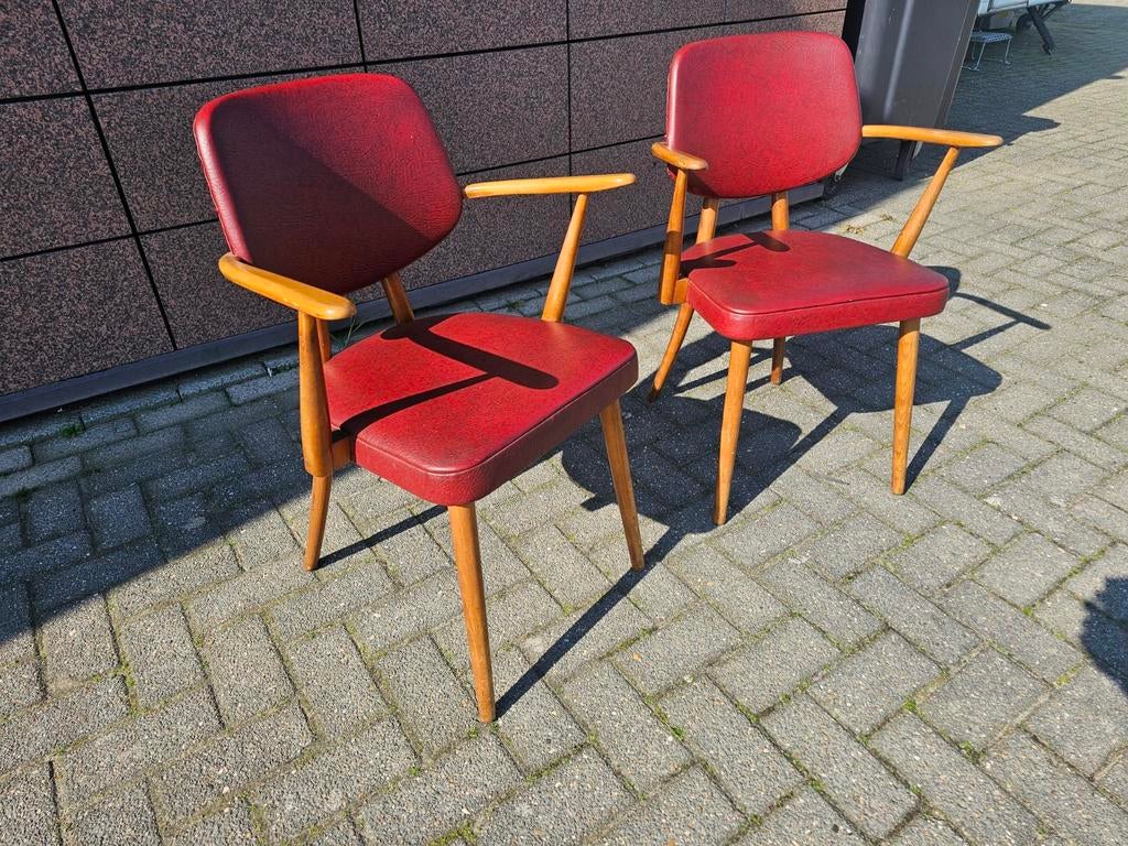 Twee unieke vintage jaren 50 stoelen Tijsseling, Ophalen, Gebruikt, Twee, Leer
