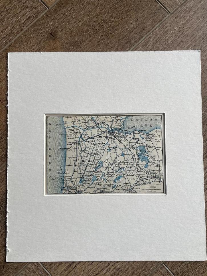 1885 Landkaart leiden amsterdam Haarlem etc, Antiek en Kunst, Kunst | Etsen en Gravures, Ophalen of Verzenden