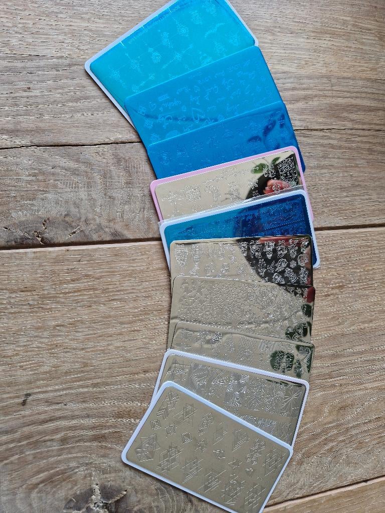 10 stempelplaten, Ophalen of Verzenden, Zo goed als nieuw, Zilver, Handen en Nagels