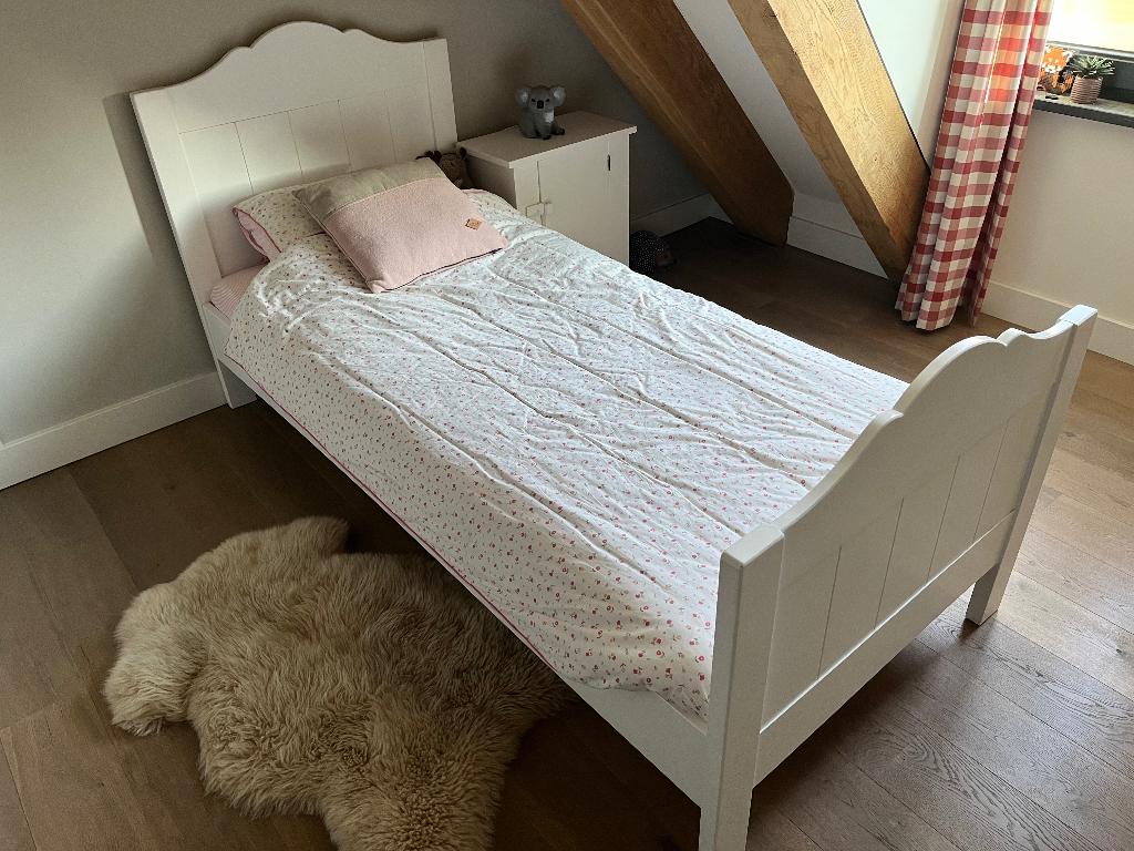 Houten bed wit Timzowood 90x200, Huis en Inrichting, Slaapkamer | Bedden, Ophalen, Gebruikt, 90 cm, Eenpersoons