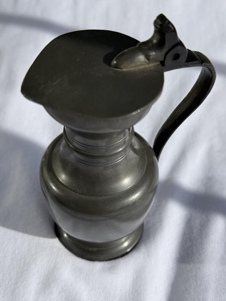 Decoratieve Duitse tinnen wijn kruiken. (Set), Antiek en Kunst, Antiek | Tin, Ophalen of Verzenden