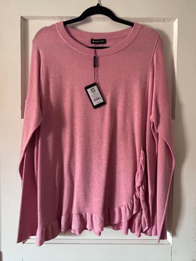 Repeat trui roze met ruches, Kleding | Dames, Truien en Vesten, Ophalen of Verzenden, Nieuw, Maat 42/44 (L), Roze
