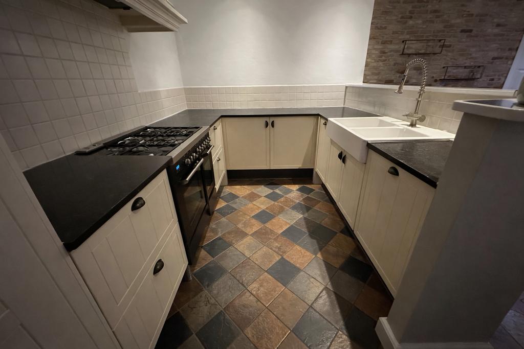 Complete houten U keuken gasfornuis koelkast vaatwasser, Ophalen, Gebruikt, U-keuken, Graniet of Steen