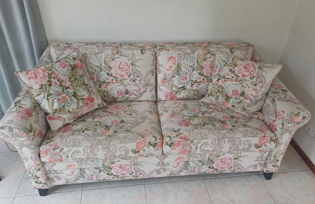 Nette cottage /shabby chic bank met bloemenpatroon, Ophalen, Gebruikt, 150 tot 200 cm, Tweepersoons