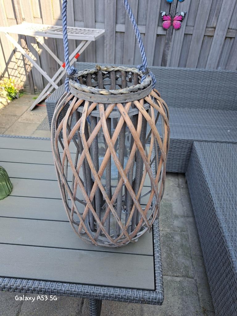 Decoratieve Kaarsenhouder van Hout - Sfeervolle Verlichting, Ophalen, Gebruikt, 25 tot 50 cm, Grijs