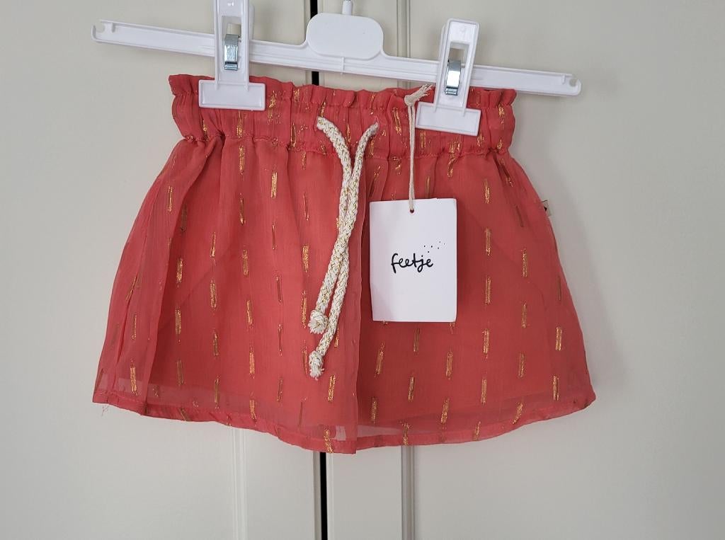 Nieuw! Feetje rokje, koraal met goud, maat 74, Kinderen en Baby's, Babykleding | Maat 74, Meisje, Jurkje of Rokje, Nieuw, Ophalen of Verzenden