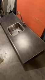 keukenblad met spoelbak en kraan - Betonlook 180cm, Ophalen, 150 tot 200 cm, Nieuw, Minder dan 100 cm
