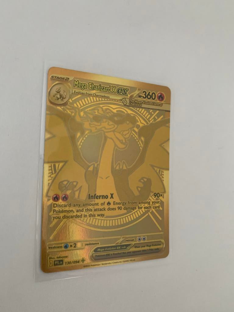 Mega Charizard X ex (PFL 130) Pokémon Kaart, Ophalen, Zo goed als nieuw, Losse kaart, Foil