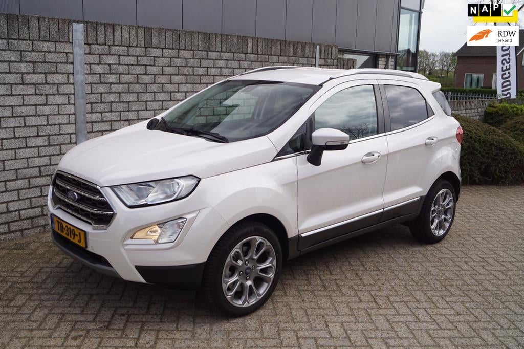 Ford EcoSport 1.0 EcoBoost Titanium Autom Navi Camera Half L, 125 pk, Gebruikt, Ecosport, Leder en Stof