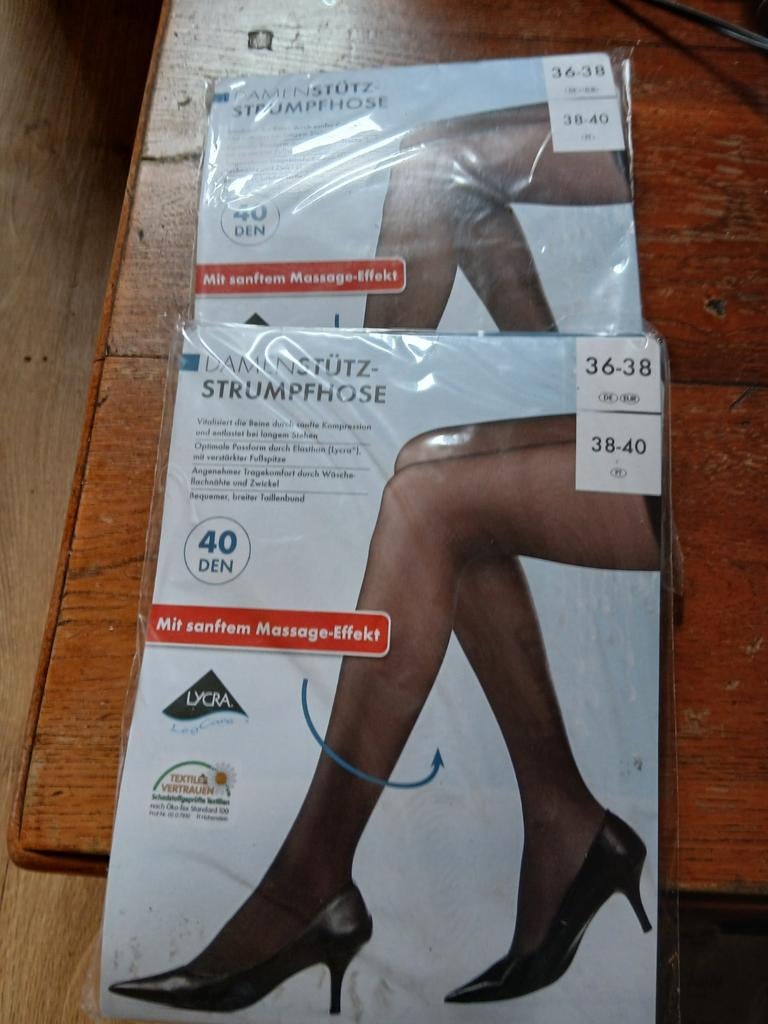 2x Nieuwe Steunpanty 40 DEN met Massage-Effect, Kleding | Dames, Leggings, Maillots en Panty's, Zwart, Nieuw, Maat 40/42 (M), Ophalen of Verzenden