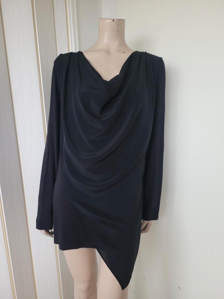 Krizia zwarte top met zijde maat 44/46, Kleding | Dames, Jurken, Zo goed als nieuw, Maat 42/44 (L), Zwart, Boven de knie, Ophalen of Verzenden