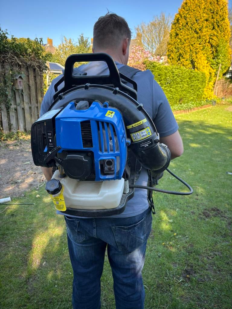 HBM PROFI52 CC 2-TAKT BENZINE Ruggedragen Bladblazer, Ophalen, Gebruikt, Benzine, Ruggedragen