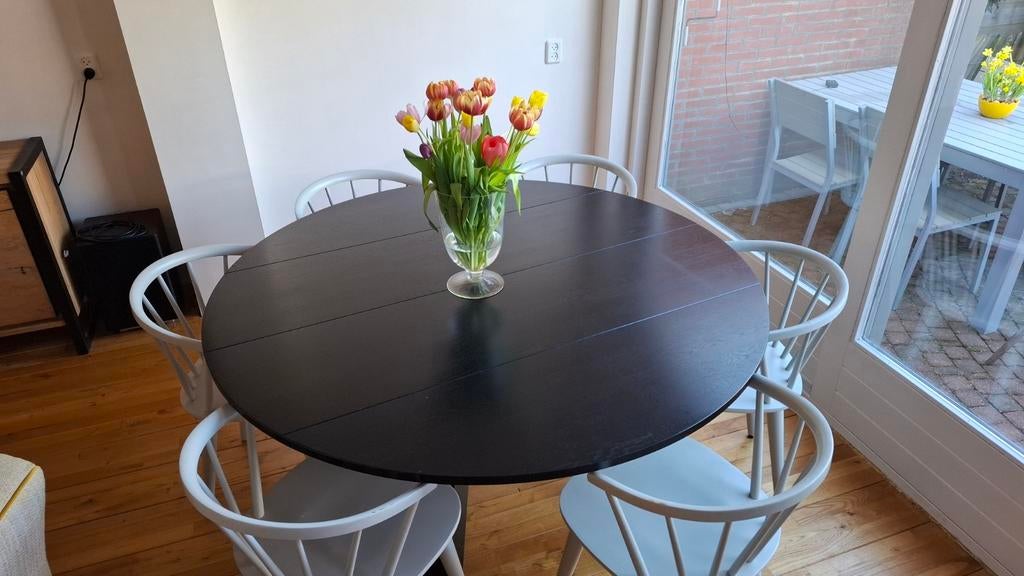 Eettafel Woood Rhonda 150cm zwart, Huis en Inrichting, Tafels | Eettafels, Ophalen, Rond, 100 tot 150 cm