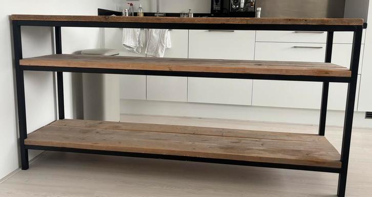 Steigerhouten meubel met stalen frame (zwart), Huis en Inrichting, Kasten | Overige, Gebruikt, Ophalen