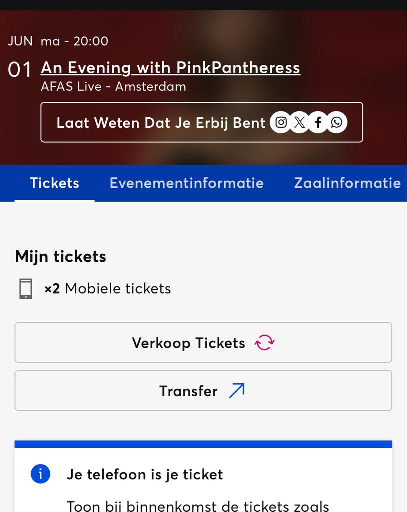 Pinkpantheres Tickets, Twee personen, Juni