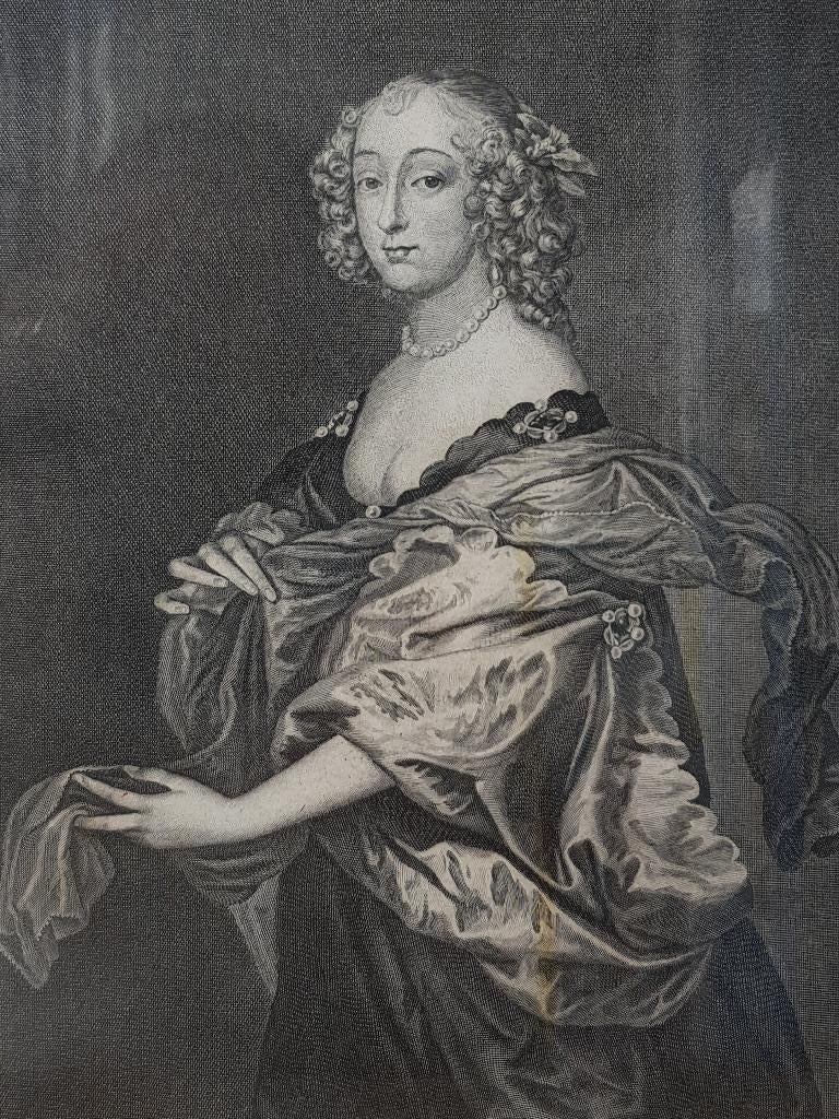 Prachtige antieke ingelijste gravure uit Frankrijk 43,2 cm., Antiek en Kunst, Ingelijst, 1800 - 1899, Portret, Ophalen of Verzenden