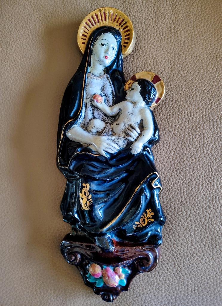 Perignem zeldzame grote wandkeramiek Madonna met kind, Antiek en Kunst, Verzenden