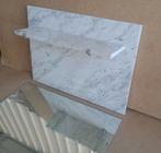 Marmeren spatscherm + planchet + speigel, Ophalen, Gebruikt, Steen, Wastafel