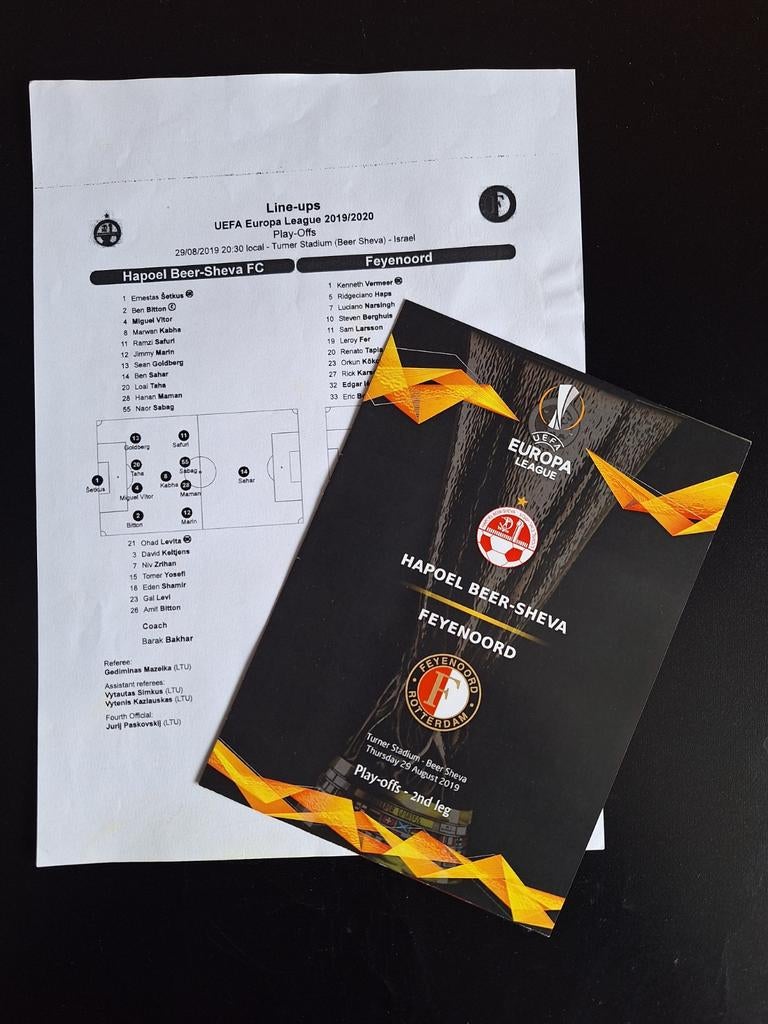 Progr/Teamsheet Hapoel Beer-Sheva FC-Feyenoord., Verzenden, Nieuw, Feyenoord, Boek of Tijdschrift