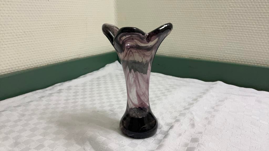 Murano glas vaas, paars gevlamd, jaren 70, Antiek en Kunst, Ophalen of Verzenden