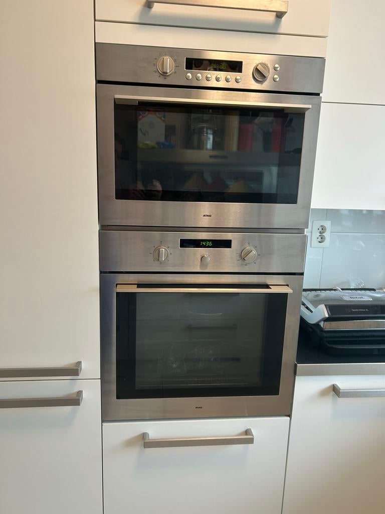 ATAG Inbouw Oven + Combi Magnetron (Set) – RVS – €250, Gebruikt, Hete lucht, Oven met grill, Inbouw